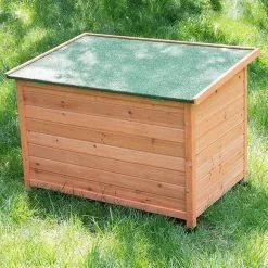 EUGAD Tierhaus, Hundehütte Hundehaus Massivholz draußen Wetterfest Aufklappbar Hellrot 103 x 66 x 71 cm -Eugad Möbel Einkaufen 185c5863 5042 5213 b72c 317587955501