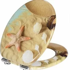 EUGAD WC-Sitz (1-St), Toilettensitz, WC Sitz mit Absenkautomatik, MDF, Holz, Softclose Scharnier Gr&uuml;ne Bl&auml;tter, Holzfarbe, Lilie, Seestern, Seestern Am Strand, Seestern Sonnenuntergang, Stone, &lrm;Lila Blume und Stones -Eugad Möbel Einkaufen 188f4df3 8af7 4e75 ab59 69f2e5cb7b3c