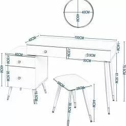 EUGAD Schminktisch (1-St), Schminktisch mit Hocker und Spiegel, Frisiertisch mit 4 Schubladen und Kosmetiktisch Frisierkommode für Schlafzimmer, Weiß Gold 11 EUGAD Schminktisch (1-St), Schminktisch mit Hocker und Spiegel, Frisiertisch mit 4 Schubladen und Kosmetiktisch Frisierkommode für Schlafzimmer, Weiß Gold -Eugad Möbel Einkaufen 18cba373 3850 51ca 9242 e707a8207497