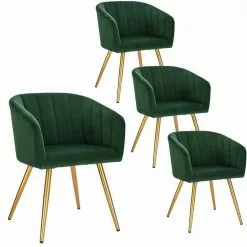 EUGAD Esszimmerstuhl (4 Stück), 4er-Set Esszimmerstuhl Polsterstuhl aus Samt Dunkelgrün Dunkelgrau, Dunkelgrün, Rosa, Schwarz