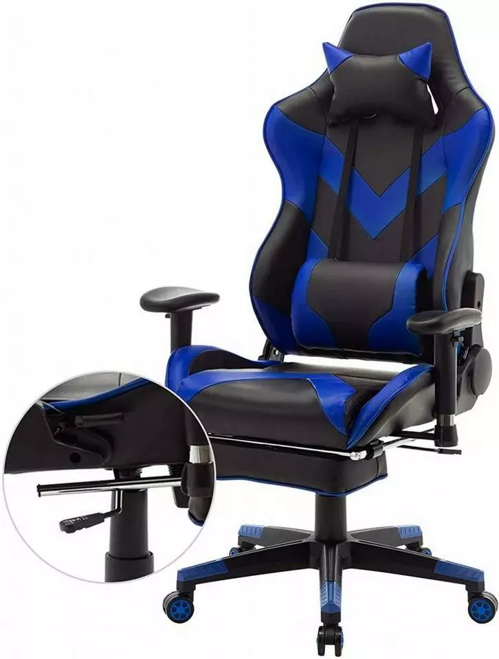 EUGAD Gaming Chair, Bürostuhl, Gaming Stuhl, Kunstleder, mit einstellbaren Armlehnen Rot Blau, Schwarz, Weiß 13 EUGAD Gaming Chair, Bürostuhl, Gaming Stuhl, Kunstleder, mit einstellbaren Armlehnen Rot Blau, Schwarz, Weiß – Bild 13