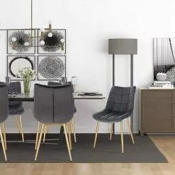 EUGAD Esszimmerstuhl, 6er-Set Küchenstühle Wohnzimmerstuhl mit Rückenlehne, Samt Sitzfläche, Gold Beine Schwarz Dunkelgrün, Grau, Rosa -Eugad Möbel Einkaufen 19d4a695 00c5 5522 a644 2db45a14cf61