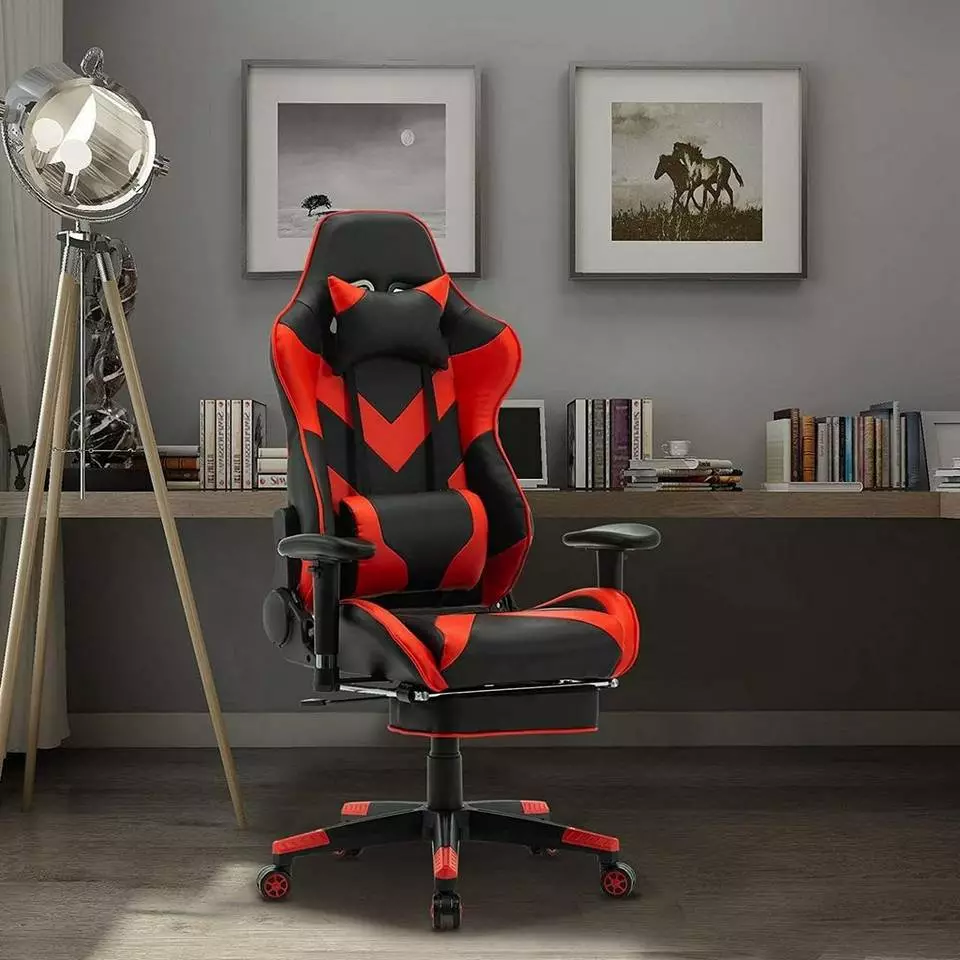 EUGAD Gaming Chair, Bürostuhl, Gaming Stuhl, Kunstleder, mit einstellbaren Armlehnen Rot Blau, Schwarz, Weiß 4 EUGAD Gaming Chair, Bürostuhl, Gaming Stuhl, Kunstleder, mit einstellbaren Armlehnen Rot Blau, Schwarz, Weiß – Bild 4