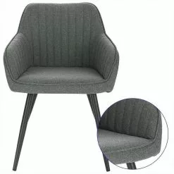 EUGAD Esszimmerstuhl, Küchenstuhl aus Leinen mit Armlehne Dunkelgrau, Hellgrau -Eugad Möbel Einkaufen 1cae5f77 12a7 5913 b807 f1a70f5e8730