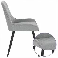 EUGAD Polsterstuhl (2 Stück), Esszimmerstühle aus Leinen mit stabilen Metallbeinen, mit Rückenlehne und gepolsterter Sitzfläche Dunkelgrau, Hellgrau -Eugad Möbel Einkaufen 1d11de71 7bf5 5113 862b 15ee72b60643