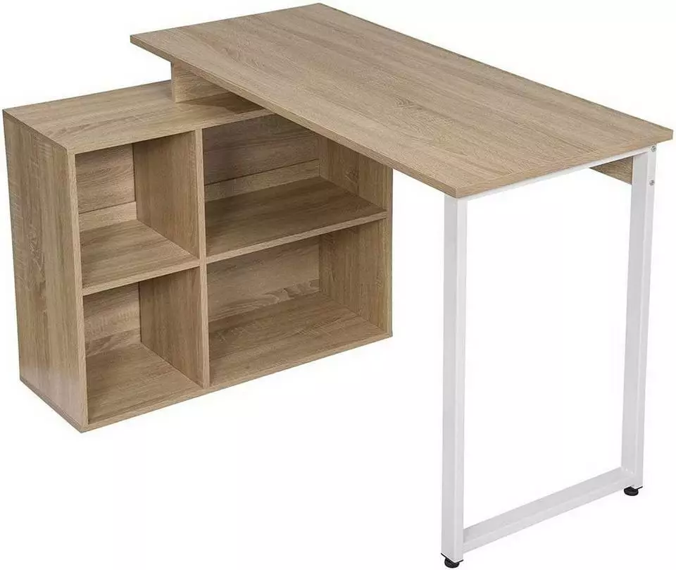 EUGAD Schreibtisch, mit Ablagen Holz 116x75x80cm Dunkelbuche Helleiche, Weiß 8 EUGAD Schreibtisch, mit Ablagen Holz 116x75x80cm Dunkelbuche Helleiche, Weiß – Bild 8