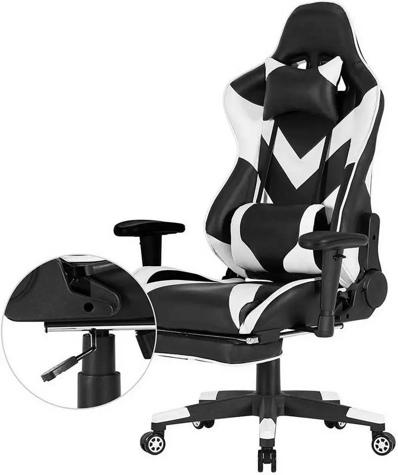 EUGAD Gaming Chair, Bürostuhl, Gaming Stuhl, Kunstleder, mit einstellbaren Armlehnen Rot Blau, Schwarz, Weiß 26 EUGAD Gaming Chair, Bürostuhl, Gaming Stuhl, Kunstleder, mit einstellbaren Armlehnen Rot Blau, Schwarz, Weiß – Bild 26