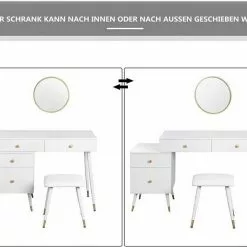 EUGAD Schminktisch (1-St), Schminktisch mit Hocker und Spiegel, Frisiertisch mit 4 Schubladen und Kosmetiktisch Frisierkommode für Schlafzimmer, Weiß Gold 13 EUGAD Schminktisch (1-St), Schminktisch mit Hocker und Spiegel, Frisiertisch mit 4 Schubladen und Kosmetiktisch Frisierkommode für Schlafzimmer, Weiß Gold -Eugad Möbel Einkaufen 1ef6ae3c 9b6a 521f 800c 5fc6ed97e421
