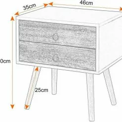 EUGAD Nachttisch, Beistelltisch mit 2 Schubladen Nachtkommode Nachtschrank Holzbeine MDF 46x35x50cm Weiß Grau, Weiß -Eugad Möbel Einkaufen 1f5e68c1 6044 5daa 979d e52f76dcd309