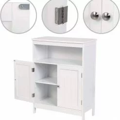 EUGAD Badkommode, Badschrank Beistellschrank, mit Doppeltür, 3 Fächern, MDF, Weiß -Eugad Möbel Einkaufen 1f7b621a 0be5 52b9 844d cab140534a8f