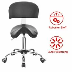 EUGAD Arbeitshocker (1er-Set), Sattelhocker mit Rückenlehne gepolstert höhenverstellbar aus Kunstleder Schwarz Grau, Wei&szlig; -Eugad Möbel Einkaufen 207b56da 306a 5671 8f74 bd01423bb394