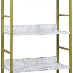 EUGAD Bücherregal, 1-tlg., Standregal, Küchenregal, 5 offenen Regalebenen, MDF, Metall, Schwarz Marmor Golden-Wei&szlig;er Marmor, Vintage -Eugad Möbel Einkaufen 20d45c41 c0db 45ea bd2e eced9ee4d93f