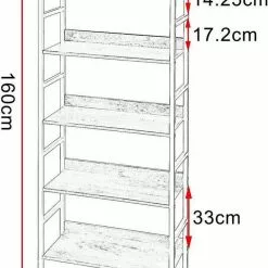 EUGAD Bücherregal, 1-tlg., Standregal, Küchenregal, 5 offenen Regalebenen, MDF, Metall, Schwarz Marmor Golden-Wei&szlig;er Marmor, Vintage -Eugad Möbel Einkaufen 21920fd4 668c 5bca 9eec ded203b14f6b