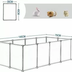 EUGAD Freigehege, Freigehege für Kaninchen Hasen Meerschweinchen Welpenauslauf DIY, 12 Platten 145 x 75 x 46 cm Grau, Schwarz, Transparent, Weiß -Eugad Möbel Einkaufen 2490eea9 3b80 468b a259 2d52f4ccaa68