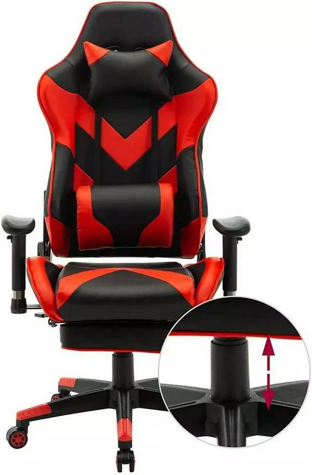 EUGAD Gaming Chair, Bürostuhl, Gaming Stuhl, Kunstleder, mit einstellbaren Armlehnen Rot Blau, Schwarz, Weiß 5 EUGAD Gaming Chair, Bürostuhl, Gaming Stuhl, Kunstleder, mit einstellbaren Armlehnen Rot Blau, Schwarz, Weiß – Bild 5