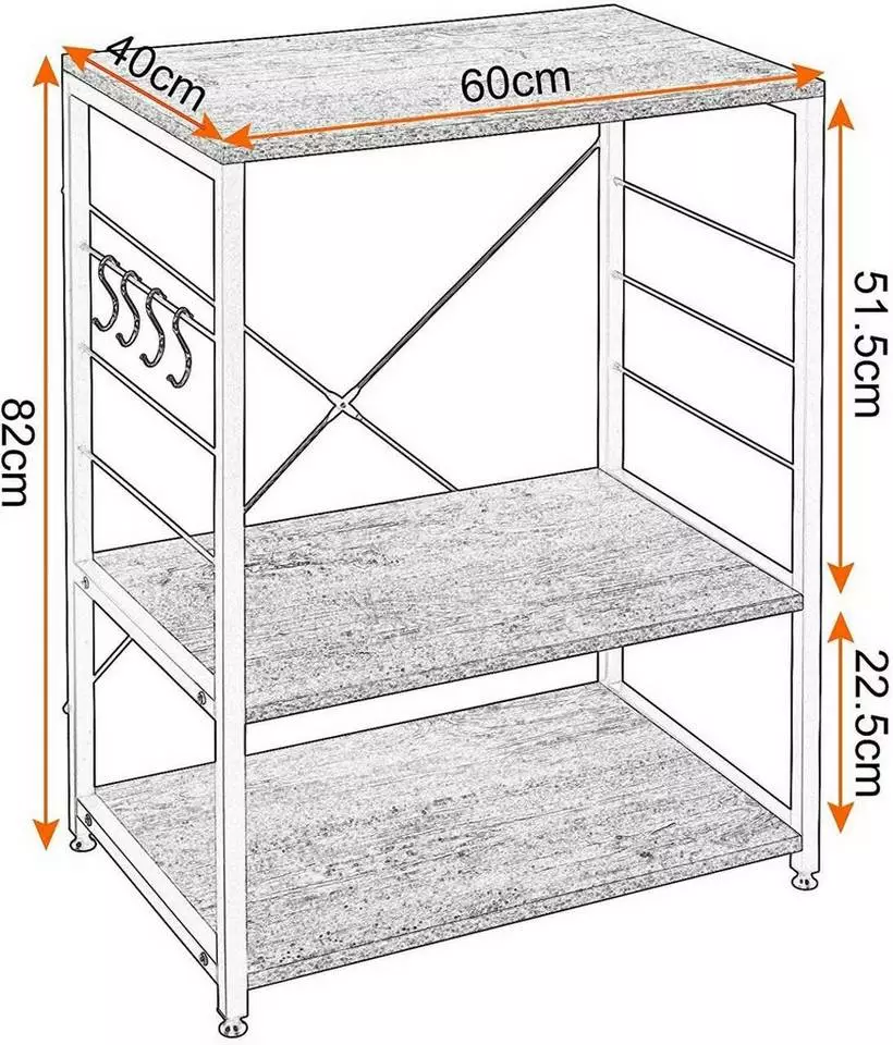 EUGAD Küchenregal, Standregal Bäckerregal, Industrie Design, MDF, Metall, Vintage 3 EUGAD Küchenregal, Standregal Bäckerregal, Industrie Design, MDF, Metall, Vintage – Bild 3