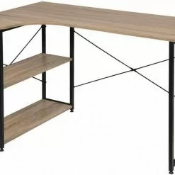 EUGAD Schreibtisch, Computertisch Büromöbel Couchtisch mit Ablage Holz Stahl Schwarz+Beigebraun Industrie-design -Eugad Möbel Einkaufen 26c033a7 f78c 5a7c adad e33bbeacd69d