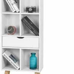 EUGAD Bücherregal, Bücherschrank Raumteiler mit Schublade, mit Fußbeine, 6 Fächer, Weiß -Eugad Möbel Einkaufen 27136324 2d73 5a37 a5e6 cc68b809a3ad