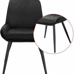 EUGAD Esszimmerstuhl (2 Stück), Polsterstuhl Küchenstuhl Wohnzimmerstuhl mit Rückenlehne, Sitzfläche aus Samt, Retrostuhl mit Metallbeine für Esszimmer Wohnzimmer, Schwarz Dunkelgrau, Dunkelgrün -Eugad Möbel Einkaufen 273000d2 6b98 52bc 9950 0a6fca6bad55