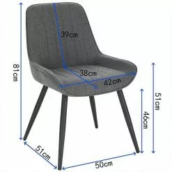 EUGAD Polsterstuhl (2 Stück), Esszimmerstühle aus Leinen mit stabilen Metallbeinen, mit Rückenlehne und gepolsterter Sitzfläche Dunkelgrau, Hellgrau -Eugad Möbel Einkaufen 28802bbf 3f1b 59e7 96a9 d320f8bef85d