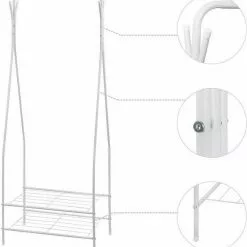 EUGAD Kleiderständer, Kleiderstange mit 2 Metallablagen Schwarz, Wei&szlig; -Eugad Möbel Einkaufen 28aedd92 7921 5eb1 b018 ae750aab57b4