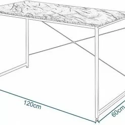 EUGAD Schreibtisch, mit Bücherregal 120x60x70 cm Schwarz Marmor Holz Vintage -Eugad Möbel Einkaufen 28b066d8 5840 530b 9bcd 80cf17d63487
