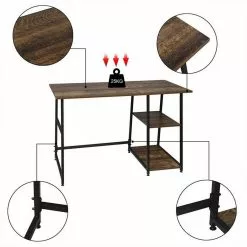 EUGAD Schreibtisch (1-St), Computertisch Bürotisch mit Ablage, 120x60x76cm, Holz Vintage -Eugad Möbel Einkaufen 290e1960 edc7 583f a369 7813799b8f13