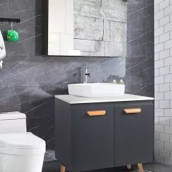 EUGAD Waschbeckenunterschrank Badschrank Unterschrank mit 2 Türe Weiß Grau, Schwarz, Wei&szlig; -Eugad Möbel Einkaufen 2c0ae947 7c8d 59e4 b308 f4d6c53759a3