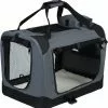 EUGAD Tiertransporttasche, Hundebox faltbar Hundetransportbox Auto Transportbox Reisebox Katzenbox Grau