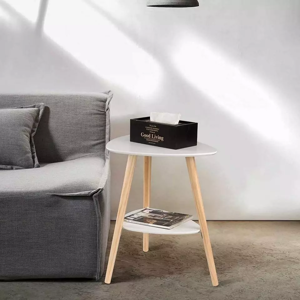 EUGAD Beistelltisch (1-St), Sofatisch Couchtisch Nachttisch Nachtkommode Nachtschrank Kaffeetisch mit 2 Ablagefäche Holzbeine MDF 50x40x55cm Weiß 2 EUGAD Beistelltisch (1-St), Sofatisch Couchtisch Nachttisch Nachtkommode Nachtschrank Kaffeetisch mit 2 Ablagefäche Holzbeine MDF 50x40x55cm Weiß – Bild 2