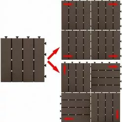 EUGAD WPC-Fliesen, 22 Stück WPC Terrassenfliesen in T-Form 30x30cm Dunkelgrau Anthrazit, Braun, Hellgrau -Eugad Möbel Einkaufen 2e7b2a8b 99a3 59bf 9d09 581108566c51
