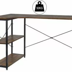 EUGAD Schreibtisch, PC-Tisch Bürotisch Arbeitstisch mit Bücherregal Holz 120x74x71,5 cm Hell Eiche Holz Vintage, Weiß+Hell Eiche -Eugad Möbel Einkaufen 2f469e34 294f 5a30 b544 0326be5e2c7a