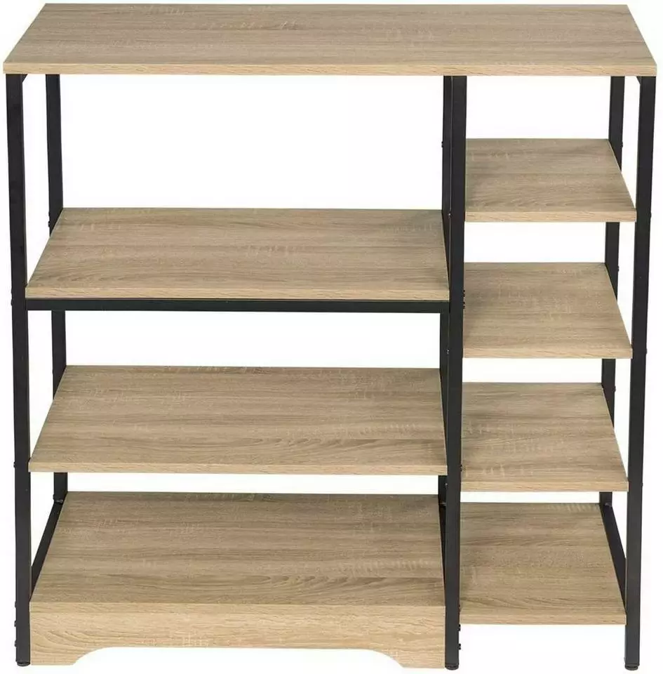 EUGAD Küchenregal, Küchenregal Mikrowellenhalter Bäckerregal Standregal Multifunktionales Regal MDF Metall 90x40x95cm, Hell Eiche 2 EUGAD Küchenregal, Küchenregal Mikrowellenhalter Bäckerregal Standregal Multifunktionales Regal MDF Metall 90x40x95cm, Hell Eiche – Bild 2