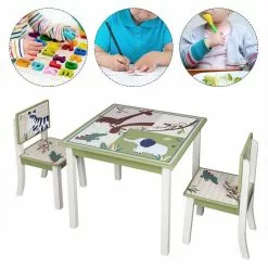 EUGAD Kindersitzgruppe, (3-tlg), Kinder Tischset mit Kantenschutz im Kinderzimmer Kindermöbel aus MDF und Kiefernholz Zoomotive(1 Tisch und 2 Stühle, 3-tlg) -Eugad Möbel Einkaufen 2fb91e20 ff56 43ff 8747 fc1977d0aa76