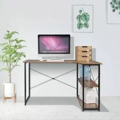 EUGAD Schreibtisch, mit Bücherregal 120x74x71,5 cm Schwarz Marmor Holz Vintage -Eugad Möbel Einkaufen 2fcb2e89 119b 5383 b0b9 34b23eb691b3