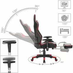 EUGAD Gaming-Stuhl (1 Stück), Racing Stuhl mit Fußstütze Racing Stuhl Drehstuhl Bürostuhl Schreibtischstuhl PC Stuhl mit Wippfunktion Höhenverstellbar Kunstleder Rot Grau, Wei&szlig; -Eugad Möbel Einkaufen 30c0aa0b aa9d 54b5 affc 1beee9655ddc