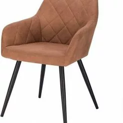 EUGAD Esszimmerstuhl (1 Stück), Wohnzimmerstuhl aus Stoff, Polsterstuhl mit Armlehnen und Rückenlehne, Gestell aus Metall Anthrazit, Braun, Grau -Eugad Möbel Einkaufen 30d7893c e5f5 4f17 a589 a66e5610f64a