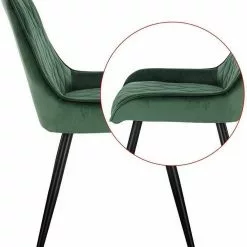 EUGAD Esszimmerstuhl (2 Stück), Polsterstuhl Küchenstuhl Wohnzimmerstuhl mit Rückenlehne, Sitzfläche aus Samt, Retrostuhl mit Metallbeine für Esszimmer Wohnzimmer, Schwarz Dunkelgrau, Dunkelgrün -Eugad Möbel Einkaufen 3361e7f4 3db5 5569 891e ca173b20dd1f