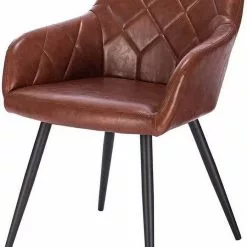 EUGAD Esszimmerstuhl, aus Kunstleder mit Armlehnen und Rückenlehne Gestell aus Metall Schwarz Braun, Dunkelbraun, Dunkelgrau -Eugad Möbel Einkaufen 33b4c833 7ae0 52d8 a8b5 a6e65914e7ed