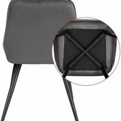 EUGAD Esszimmerstuhl (2 Stück), Polsterstuhl Küchenstuhl Wohnzimmerstuhl mit Rückenlehne, Sitzfläche aus Samt, Retrostuhl mit Metallbeine für Esszimmer Wohnzimmer, Schwarz Dunkelgrau, Dunkelgrün -Eugad Möbel Einkaufen 3444e4d8 e3f8 5cb0 b78a cdd4ed6e4692