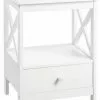 EUGAD Nachttisch, Beistelltisch Nachtschrank Nachtkommode Sofatisch aus MDF mit Schublade und Ablage für Schlafzimmer oder Wohnzimmer Weiß