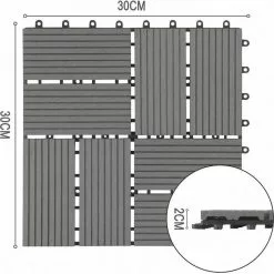 EUGAD WPC-Fliesen, 11 Stück WPC Terrassenfliesen Klickfliesen 30x30cm Hellgrau Anthrazit, Coffee, Dunkelgrau -Eugad Möbel Einkaufen 35c9595d 4ea6 5ead 8535 d1df7a5c92b7