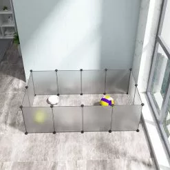 EUGAD Freigehege, Freigehege für Kaninchen Hasen Meerschweinchen Welpenauslauf DIY, 12 Platten 145 x 75 x 46 cm Grau, Schwarz, Transparent, Weiß -Eugad Möbel Einkaufen 3675b677 6e2d 5d1a a2d3 d9fd5c8ab213