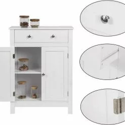 EUGAD Badkommode, Badezimmerschrank, 2 Türen, 1 Schubkasten, mit verstellbare Regalebene, MDF, Weiß -Eugad Möbel Einkaufen 36afa26a 3a21 5fe9 99b7 73cdfbbaebb5