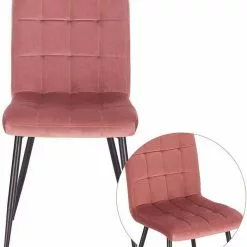 EUGAD Esszimmerstuhl (4 Stück), Polsterstuhl Wohnzimmerstuhl Samtstuhl Sessel mit Rückenlehne, Metallbeine, Sitzfläche aus Samt, Blau Creme, Dunkelgrau, Hellgrau, Rosa -Eugad Möbel Einkaufen 371a777d 9443 4a83 966f 4209ee303717