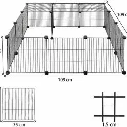 EUGAD Freigehege, DIY 16 Platten Schwarz Laufstall Kleintiere Schwarz 109x109x39cm -Eugad Möbel Einkaufen 378a771c 4300 5807 89b1 2b54e68ce511