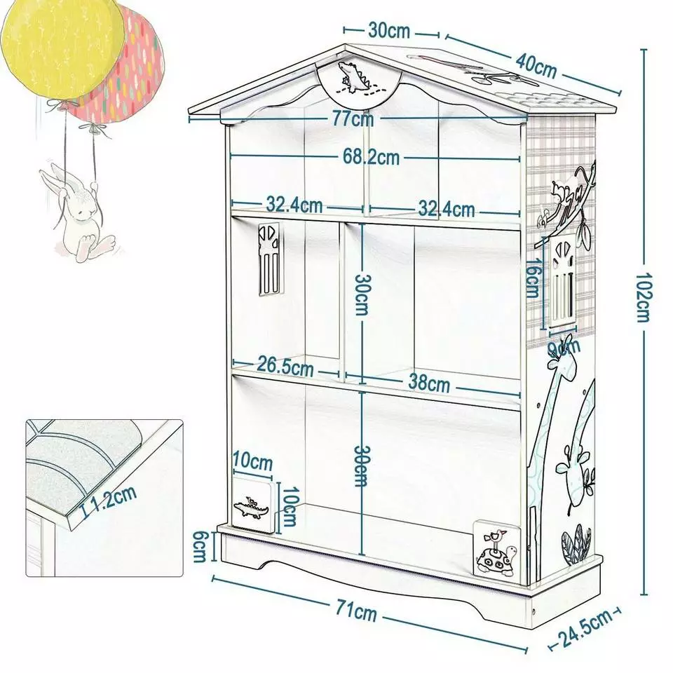 EUGAD Bücherregal, 1-tlg., Kinderregal Aufbewahrungsregal mit 5 Fächern, Zoomotive Spielzeug-Organizer für Kinderzimmer 3 EUGAD Bücherregal, 1-tlg., Kinderregal Aufbewahrungsregal mit 5 Fächern, Zoomotive Spielzeug-Organizer für Kinderzimmer – Bild 3