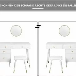 EUGAD Schminktisch (1-St), Schminktisch mit Hocker und Spiegel, Frisiertisch mit 4 Schubladen und Kosmetiktisch Frisierkommode für Schlafzimmer, Weiß Gold 14 EUGAD Schminktisch (1-St), Schminktisch mit Hocker und Spiegel, Frisiertisch mit 4 Schubladen und Kosmetiktisch Frisierkommode für Schlafzimmer, Weiß Gold -Eugad Möbel Einkaufen 3ac3a8dc 6d54 5d96 b2e5 60da20ead468