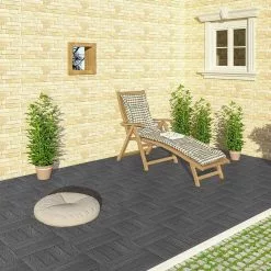 EUGAD WPC-Fliesen, 22 Stück WPC Terrassenfliesen 30x30cm Holzstruktur Coffee Anthrazit, Dunkelgrau, Hellgrau -Eugad Möbel Einkaufen 3ae73d14 18a7 5e56 b8d8 d887f69e9567