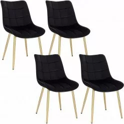 EUGAD Esszimmerstuhl, 4er-Set Küchenstühle Wohnzimmerstuhl mit Rückenlehne, Samt Sitzfläche, Gold Beine Grau Dunkelgr&uuml;n, Rosa, Schwarz -Eugad Möbel Einkaufen 3bb8cdef aeaf 5460 a075 ff6475daad42